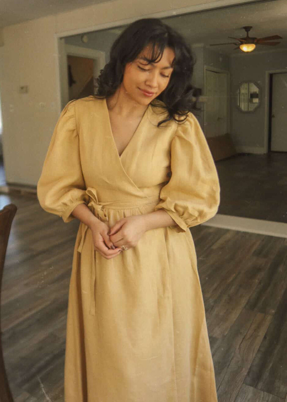 Puff sleeve linen dress Verona