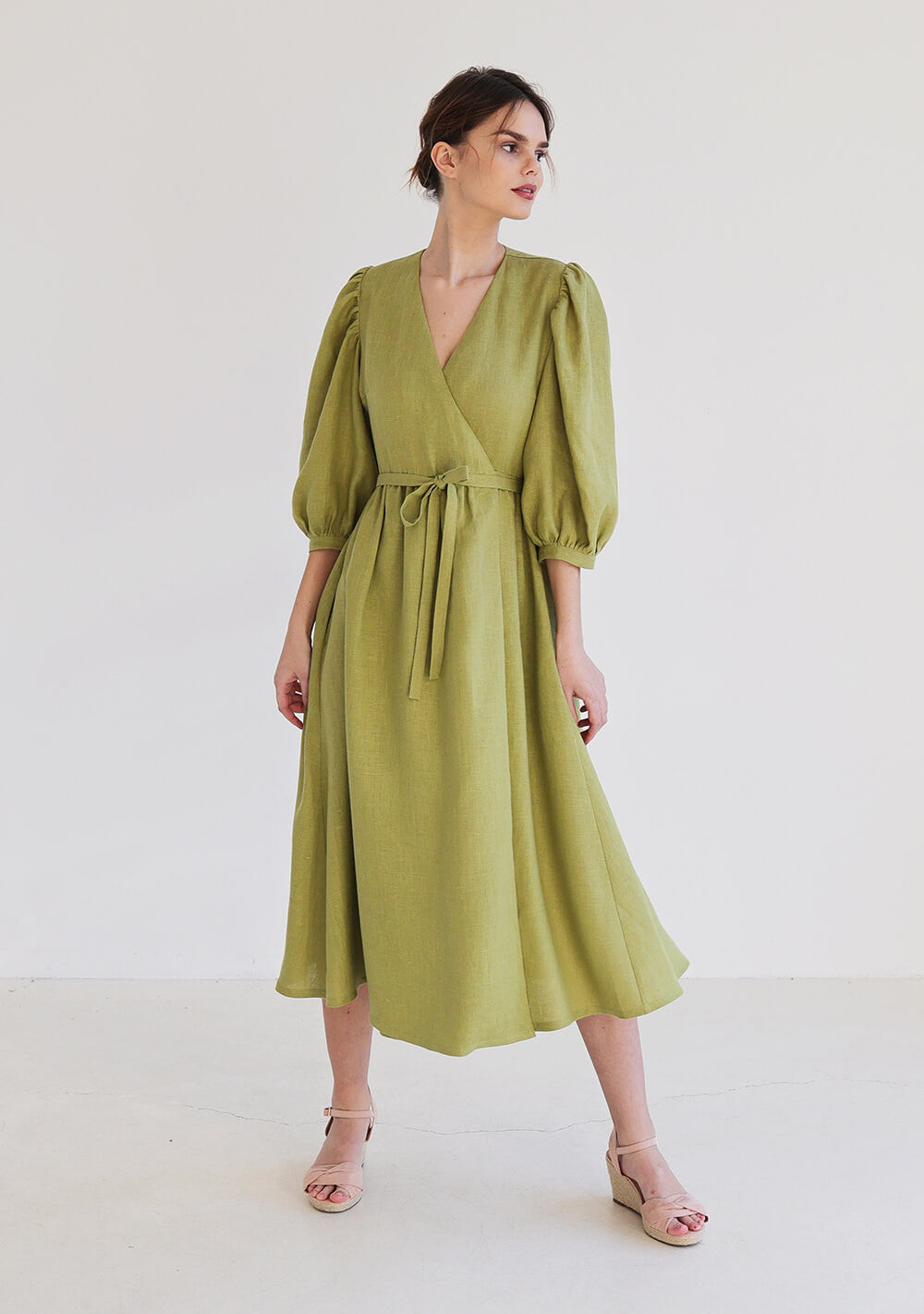 Puff sleeve linen dress Verona
