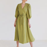 Puff sleeve linen dress Verona