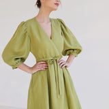 Puff sleeve linen dress Verona