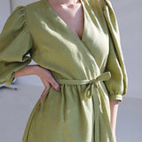 Puff sleeve linen dress Verona