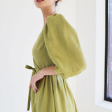 Puff sleeve linen dress Verona