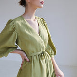 Puff sleeve linen dress Verona