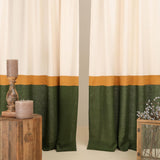 Retro 3 color block linen curtain – photo 3
