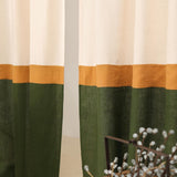 Retro 3 color block linen curtain – photo 4