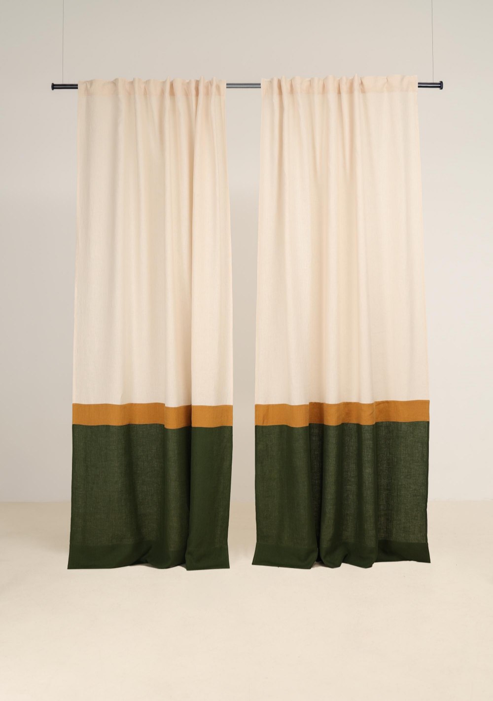 Retro 3 color block linen curtain – photo 5