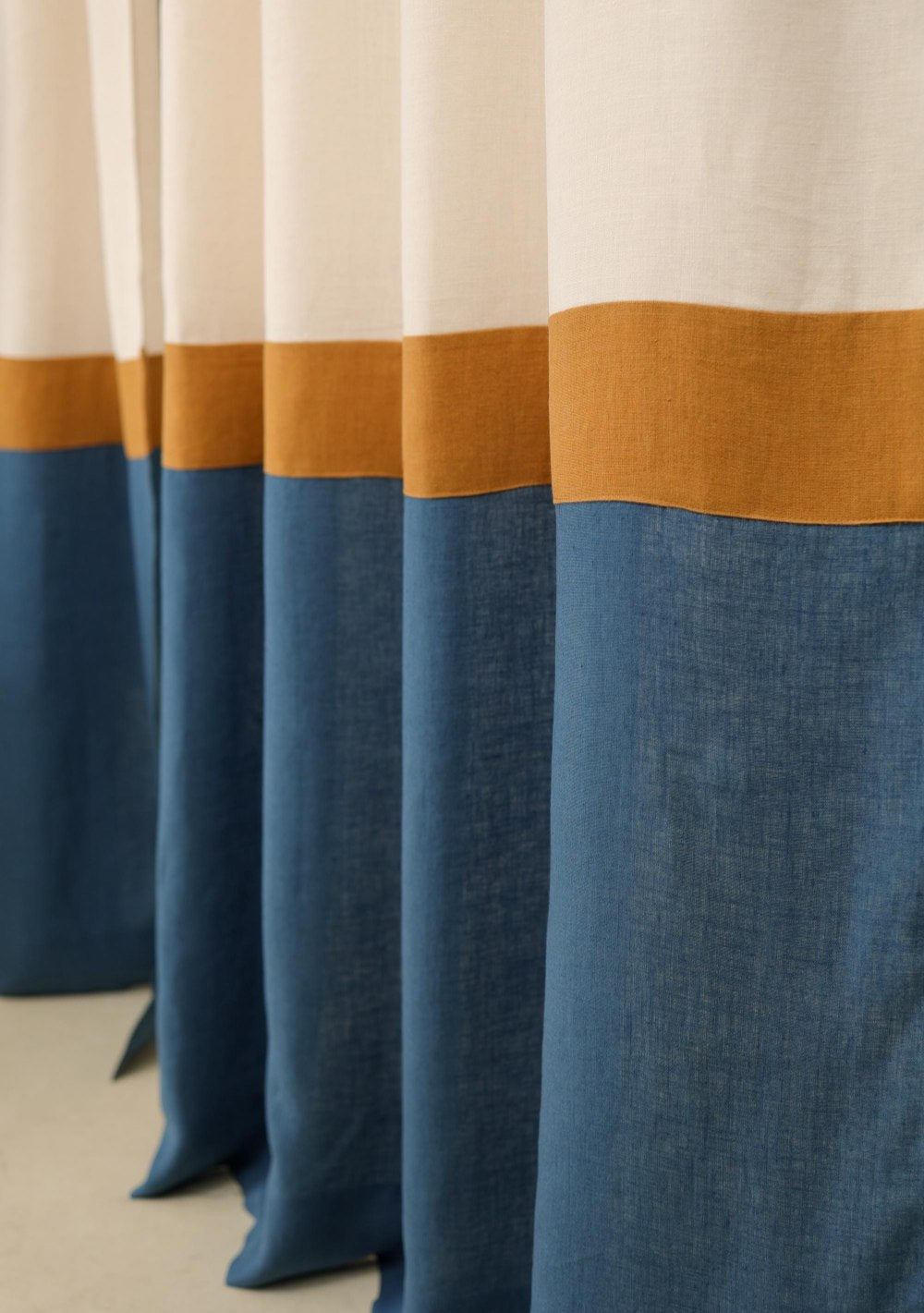 Retro 3 color block linen curtain – photo 7