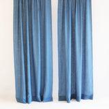 Rod pocket linen curtain panel in blue – photo 1