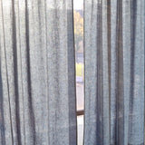 Rod pocket linen curtain panel in blue – photo 3