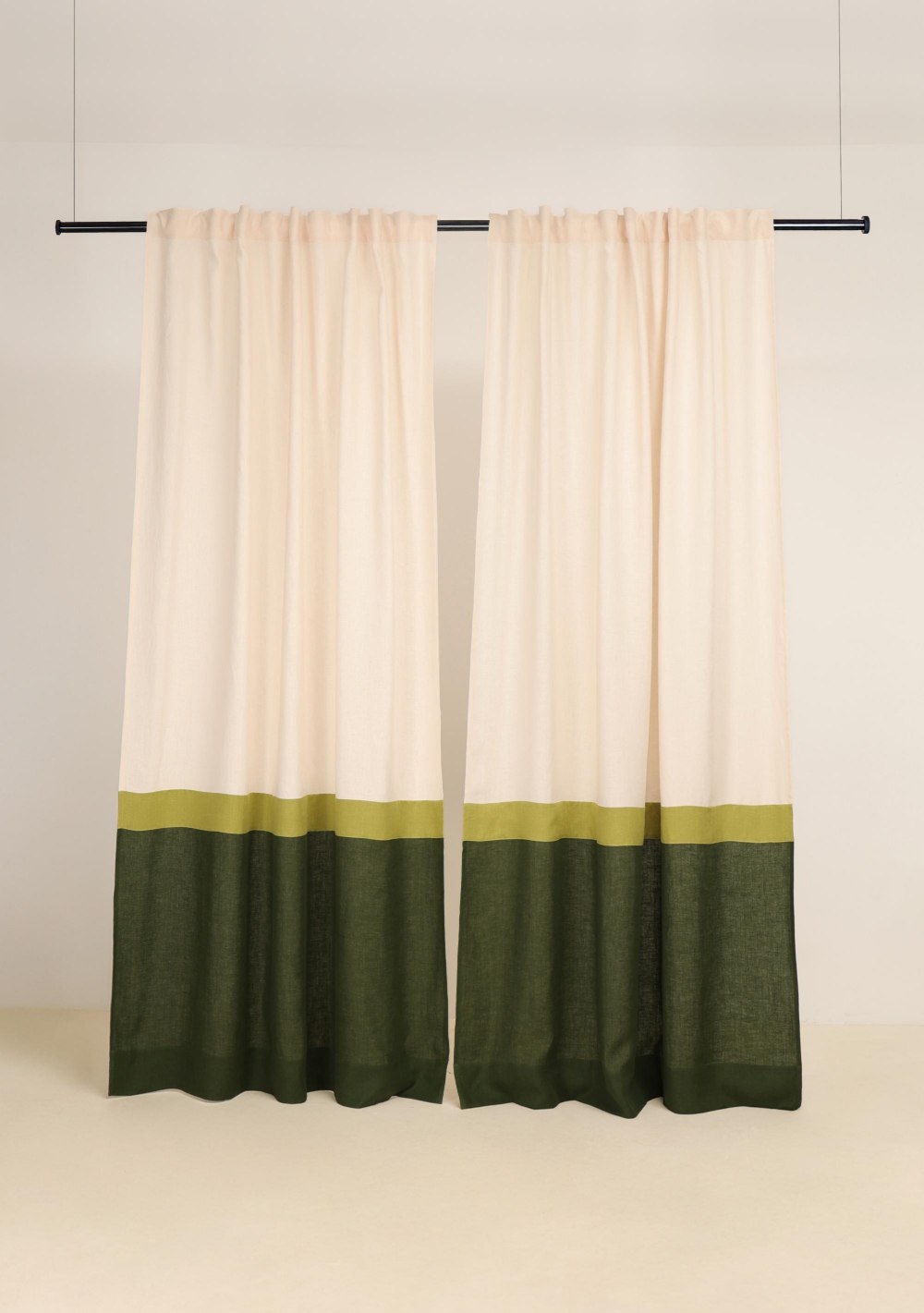 Rustic 3 color block linen curtain – photo 1