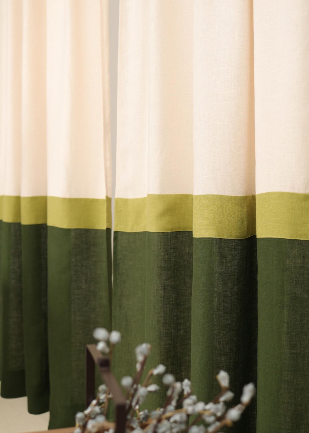 Rustic 3 color block linen curtain – photo 2