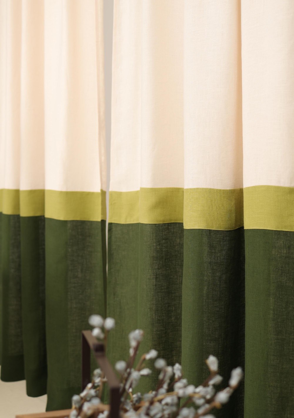 Rustic 3 color block linen curtain – photo 2