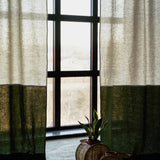 Rustic tab top linen curtain in beige – photo 1