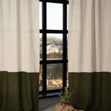 Rustic tab top linen curtain in beige – photo 3