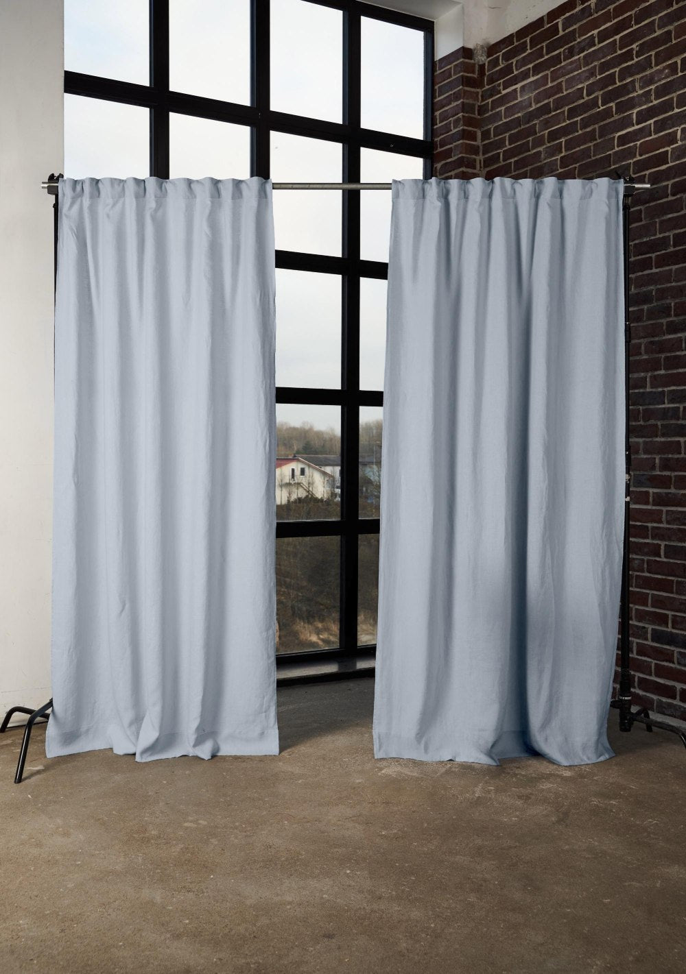 Semi-sheer linen curtain in light blue – photo 5