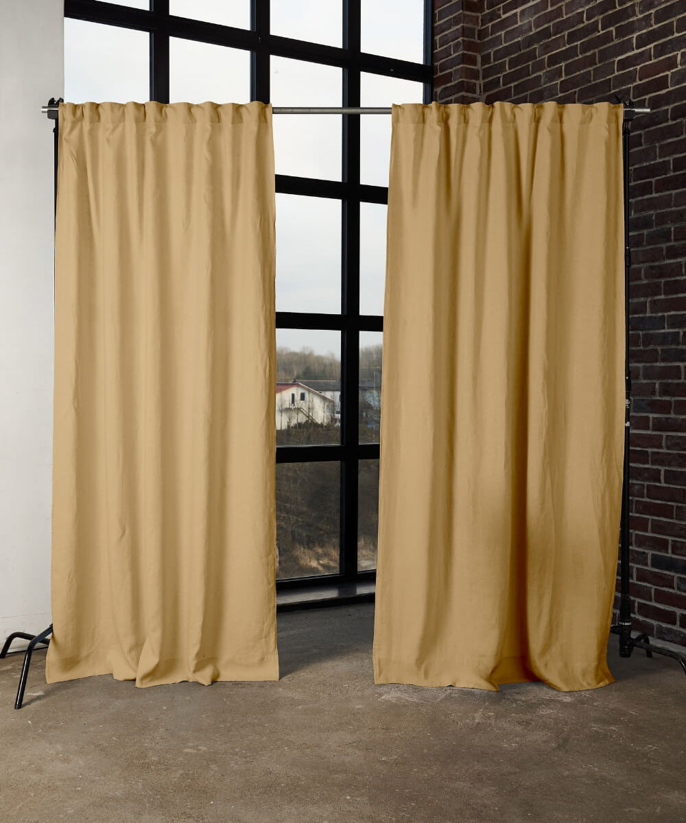 Semi-sheer linen curtains in Light Camel