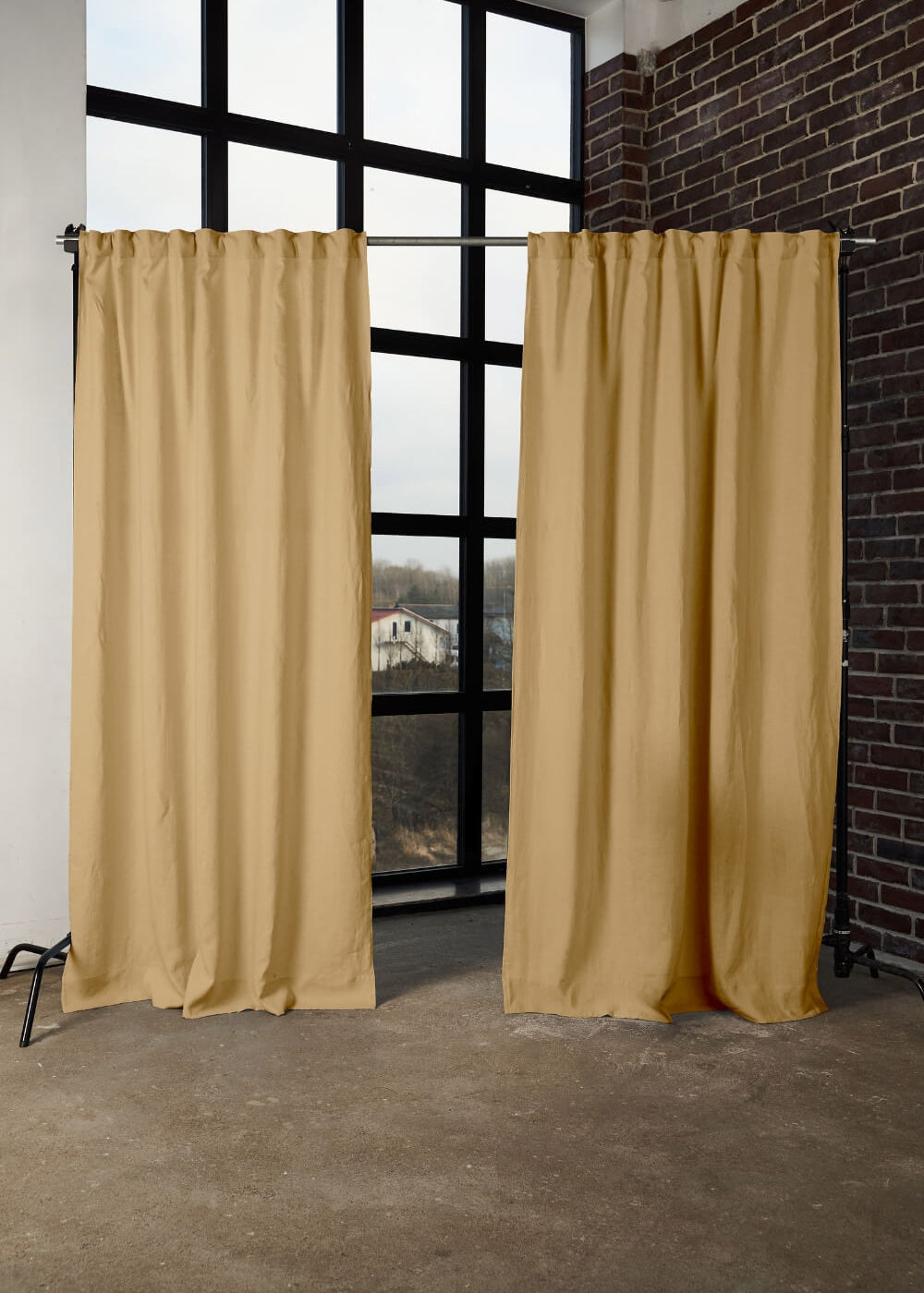 Semi-sheer linen curtains in Light Camel