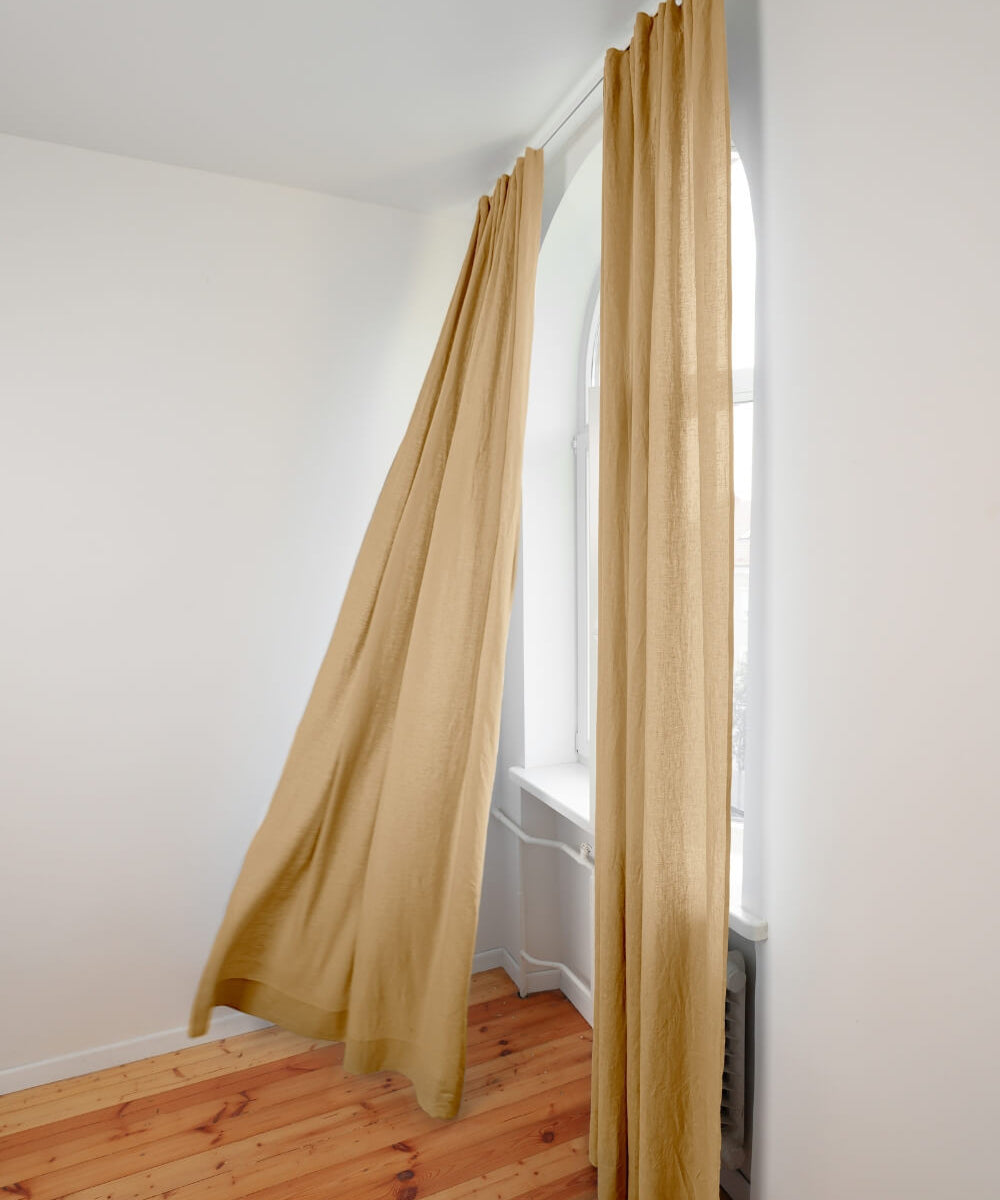 Semi-sheer linen curtains in Light Camel