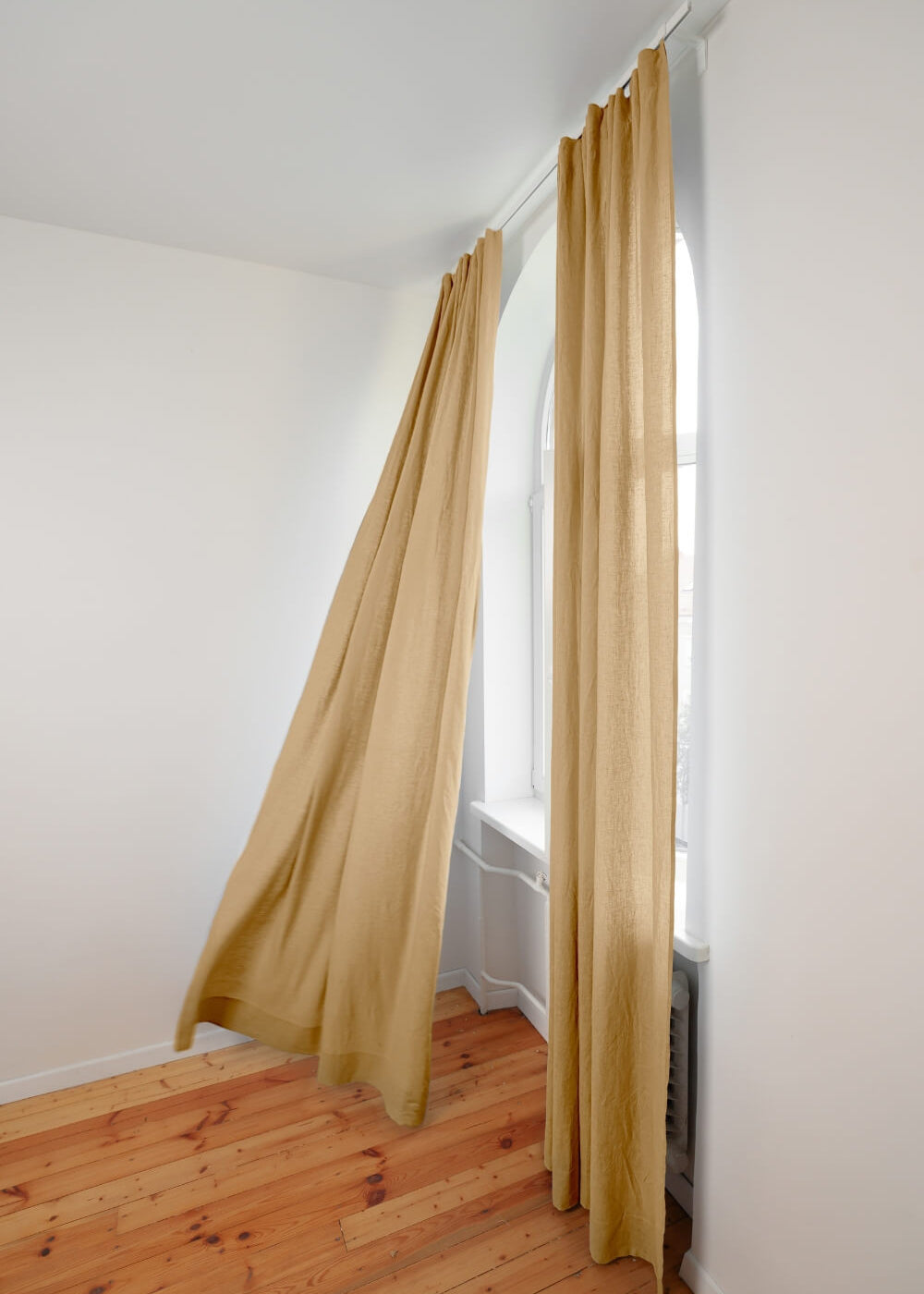 Semi-sheer linen curtains in Light Camel