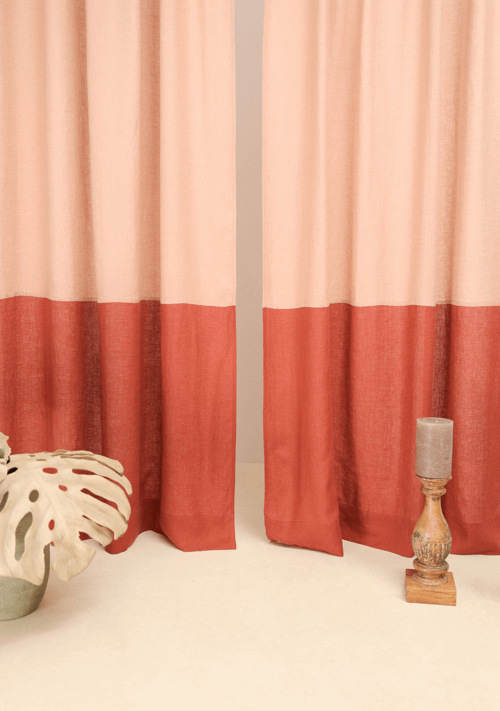 Semi sheer linen curtains set of 2