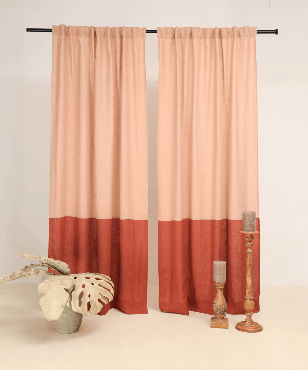 Semi sheer linen curtains set of 2