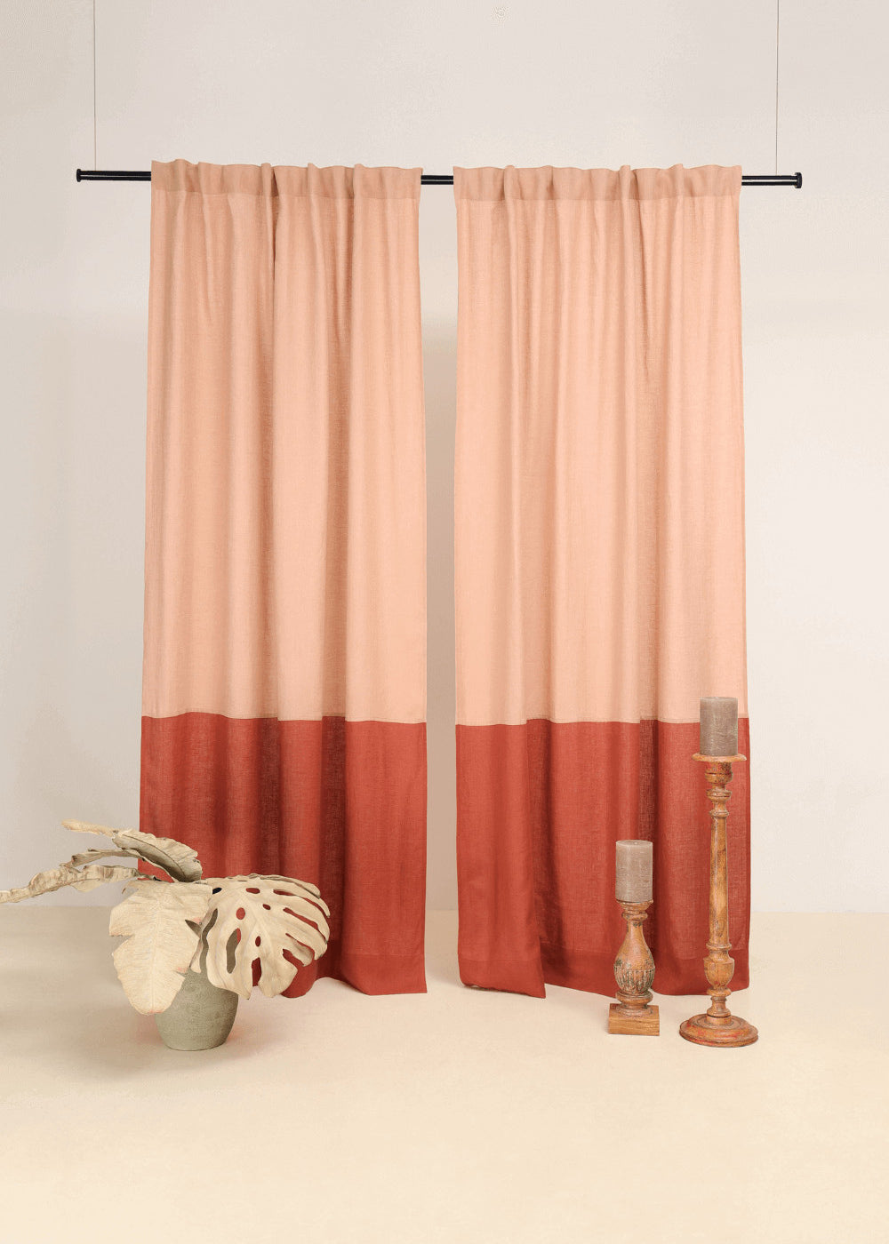 Semi sheer linen curtains set of 2