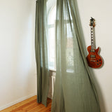 Set of 2 linen curtain panels in Moss green