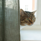 Set of 2 linen curtain panels in Moss green