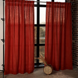 Set of 2 linen curtain panels in Red Clay