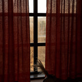 Set of 2 linen curtain panels in Red Clay