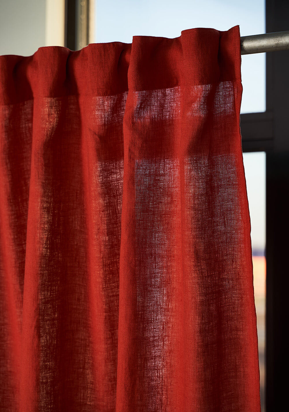 Set of 2 linen curtain panels in Red Clay