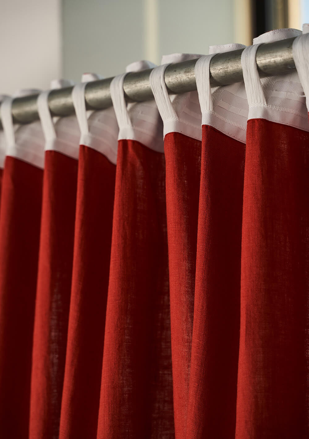 Set of 2 linen curtain panels in Red Clay