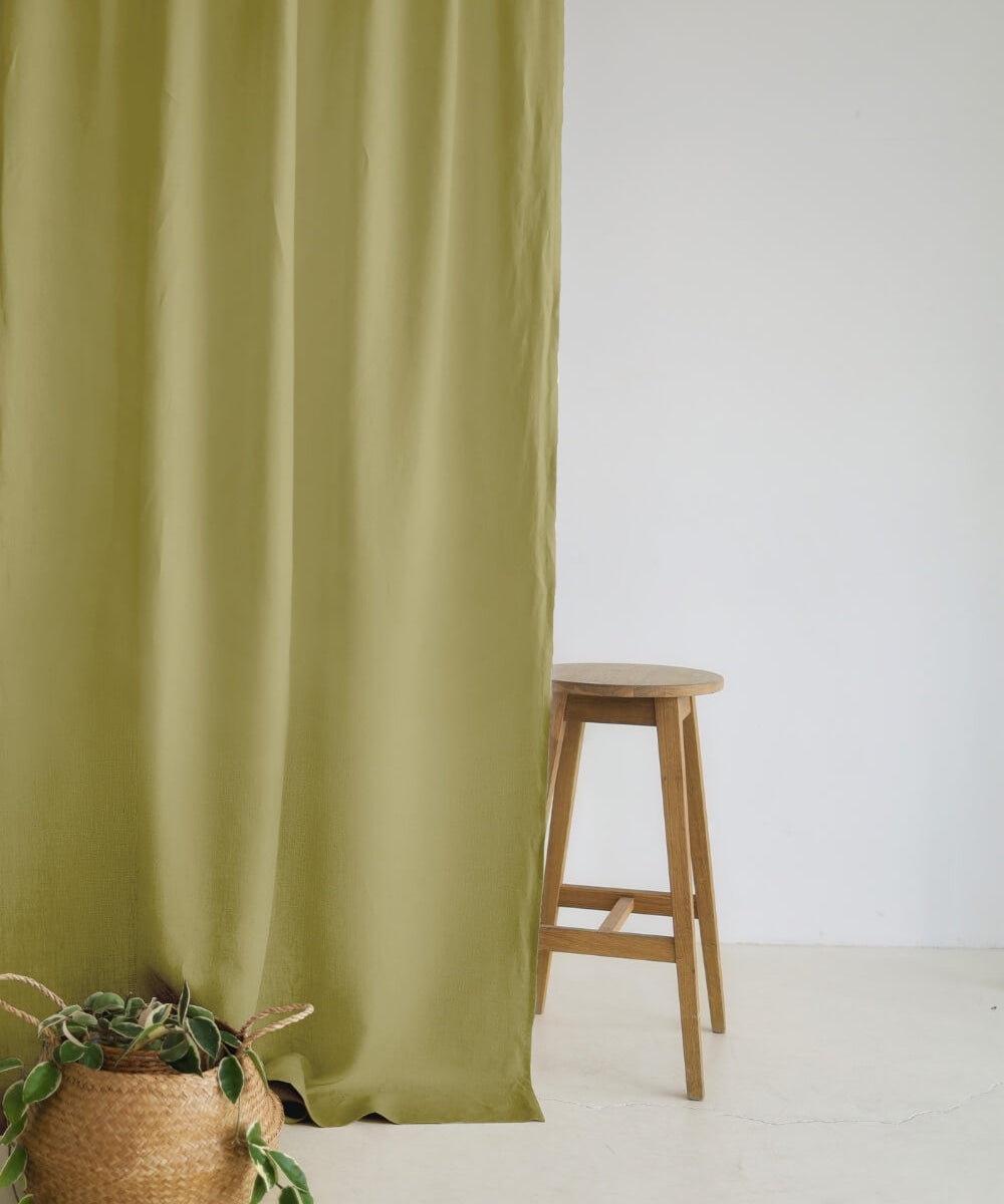 Set of 2 linen curtains with multifunctional heading tape