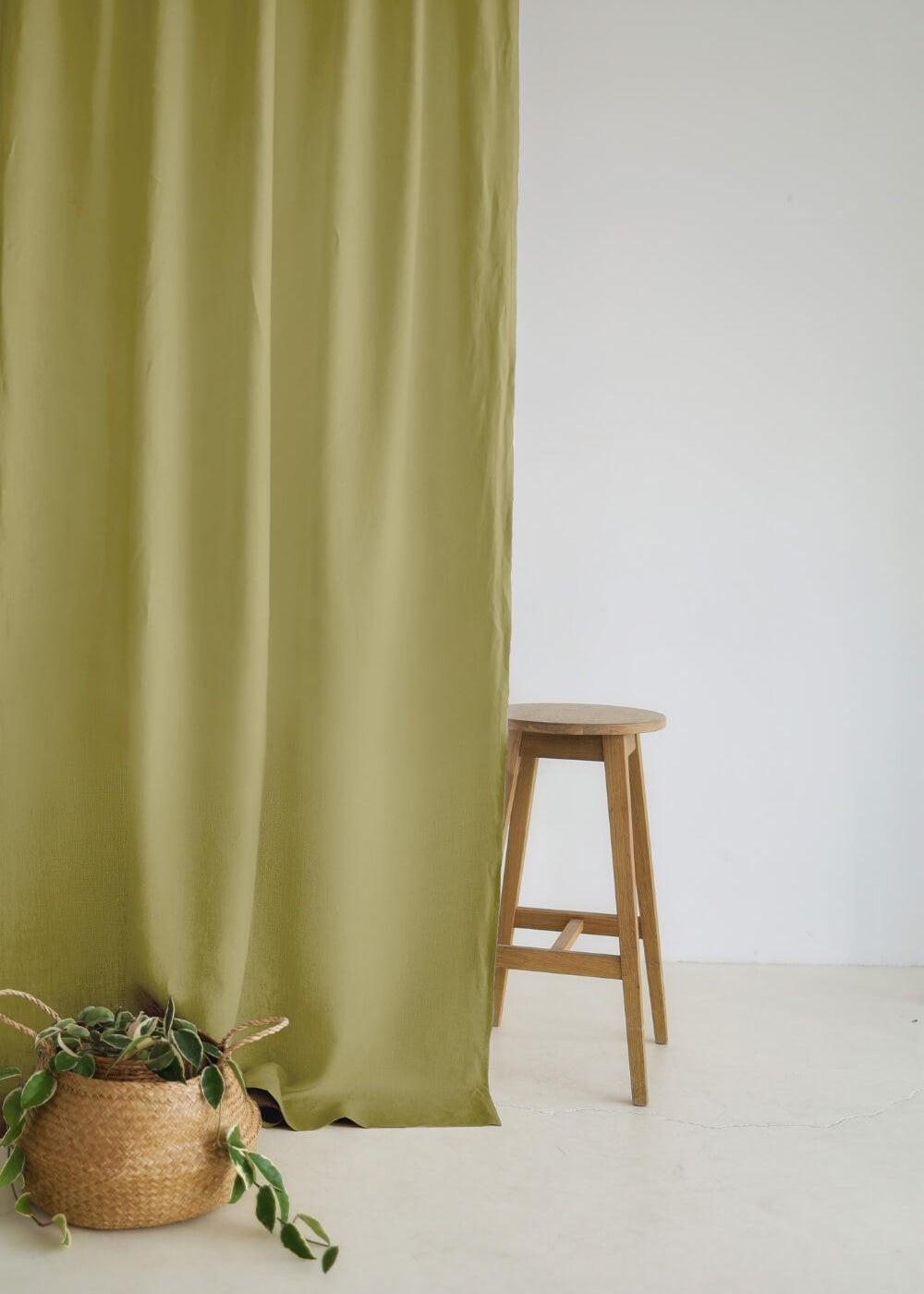Set of 2 linen curtains with multifunctional heading tape