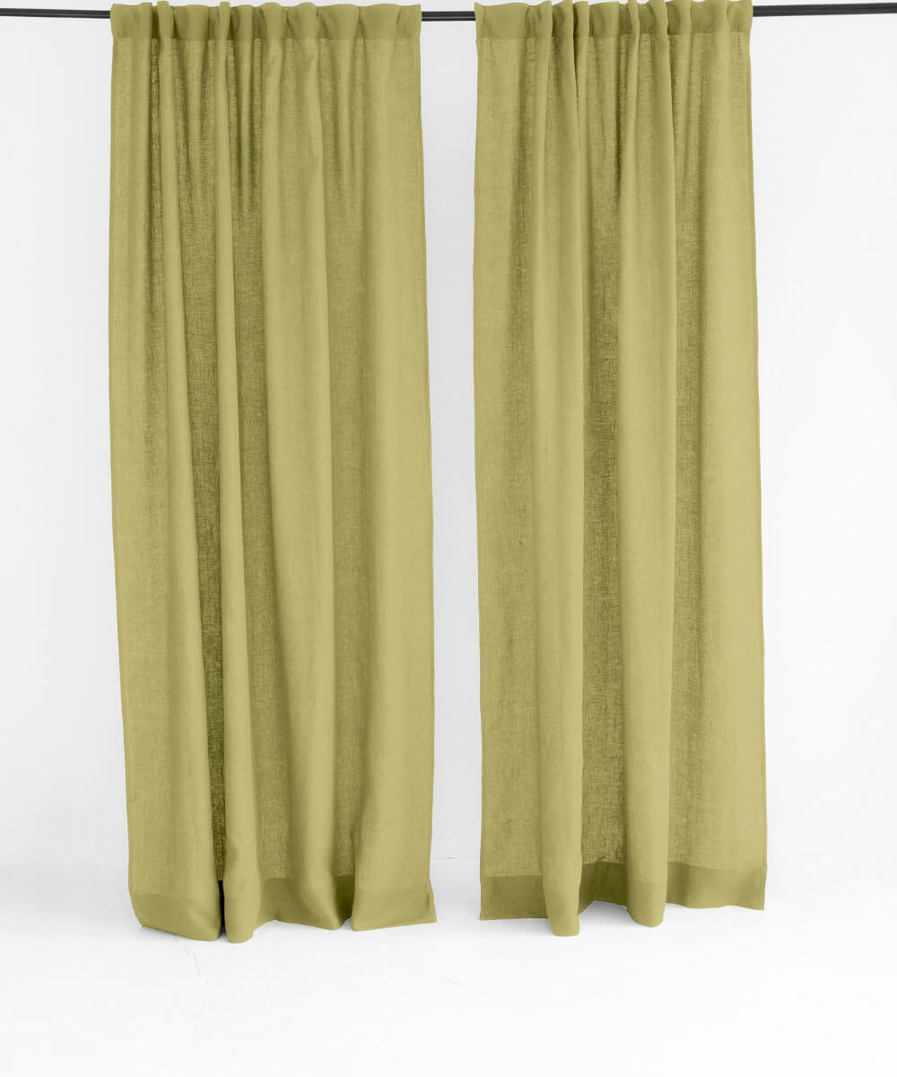 Set of 2 linen curtains with multifunctional heading tape