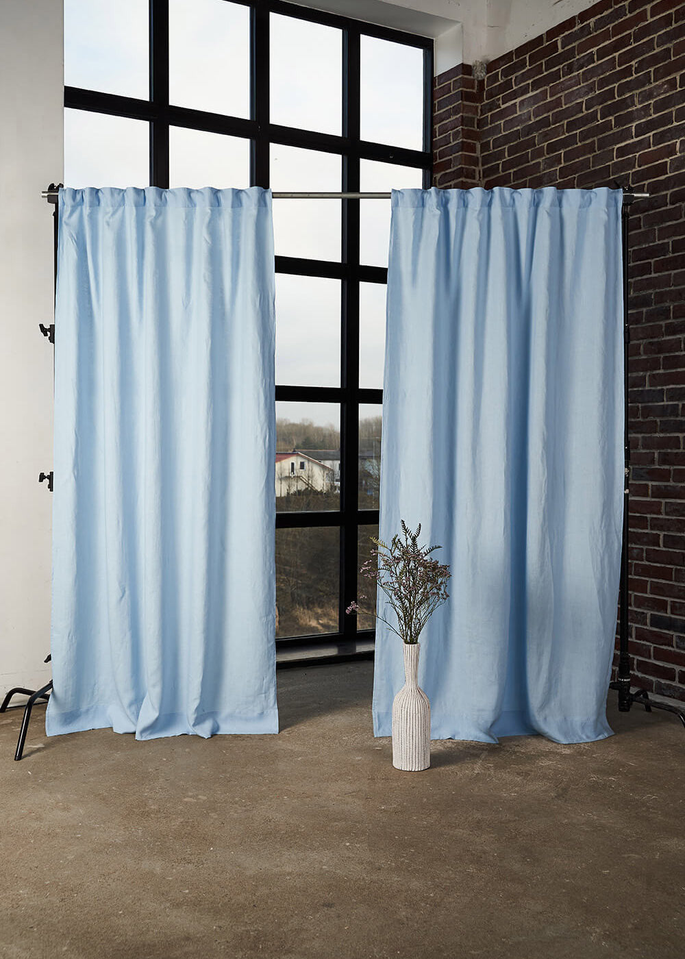 Set of 2 linen rod pocket curtain panels