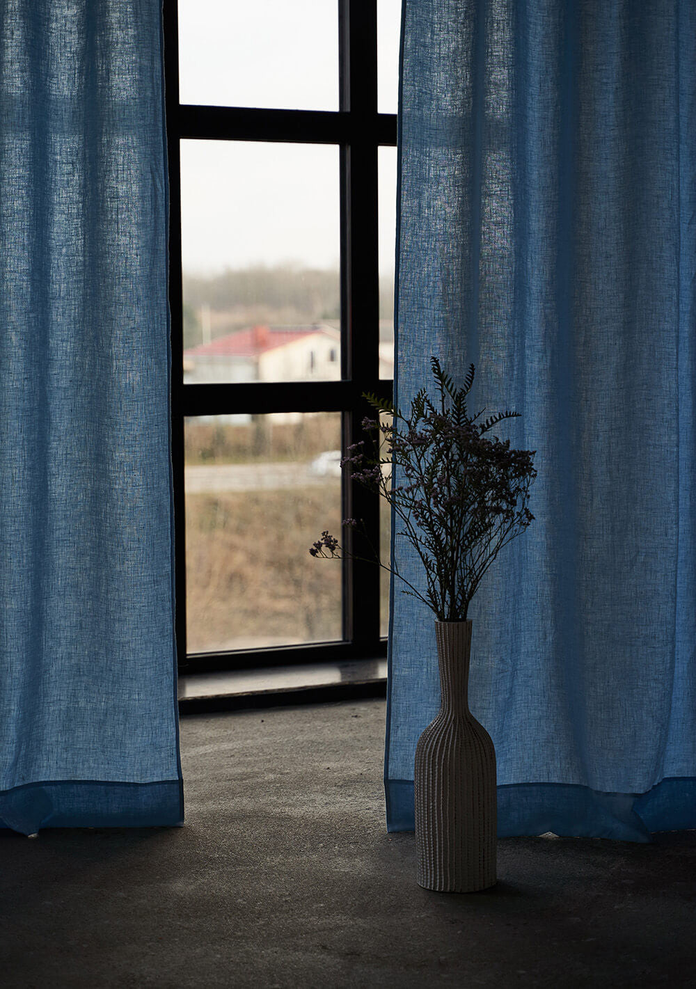 Set of 2 linen rod pocket curtain panels