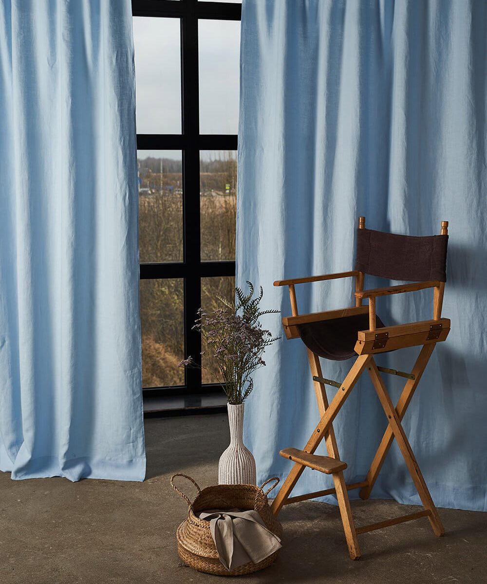 Set of 2 linen rod pocket curtain panels