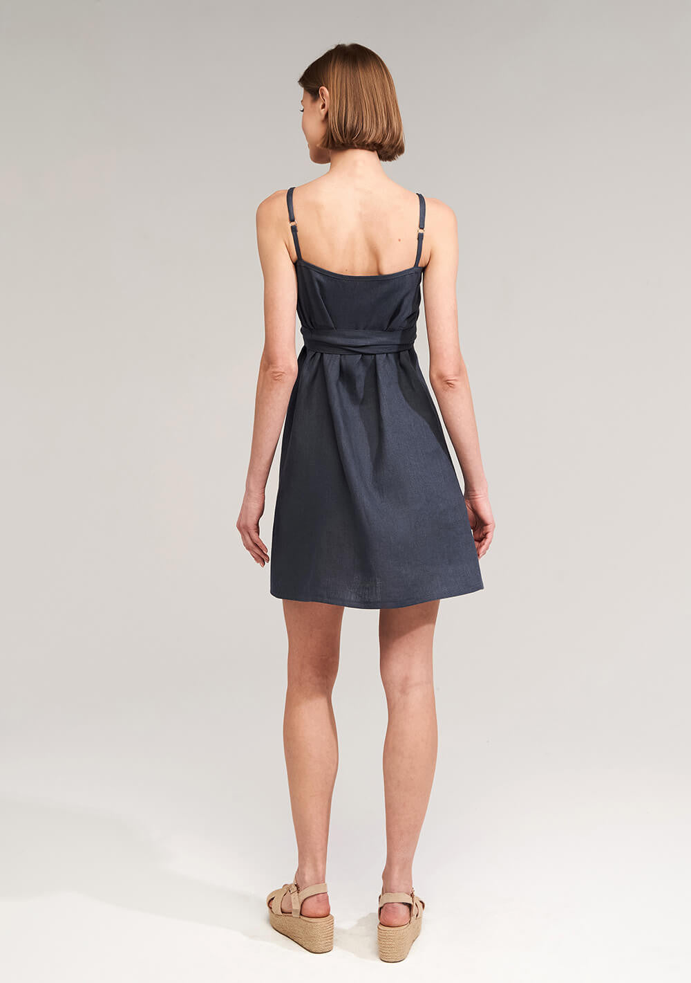 Short linen strap dress Arielle