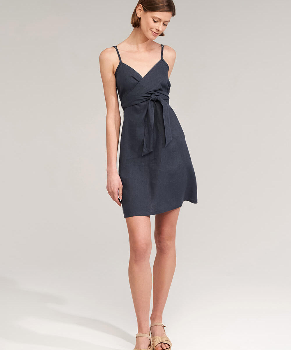 Short linen strap dress Arielle