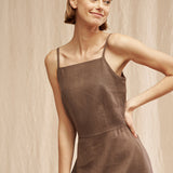 Short linen strap dress Cassidy
