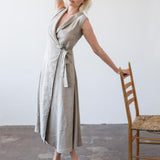 Sleeveless linen wrap dress Serena
