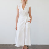 Sleeveless linen wrap dress Serena