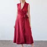 Sleeveless linen wrap dress Serena