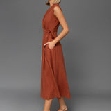 Sleeveless linen wrap dress Serena