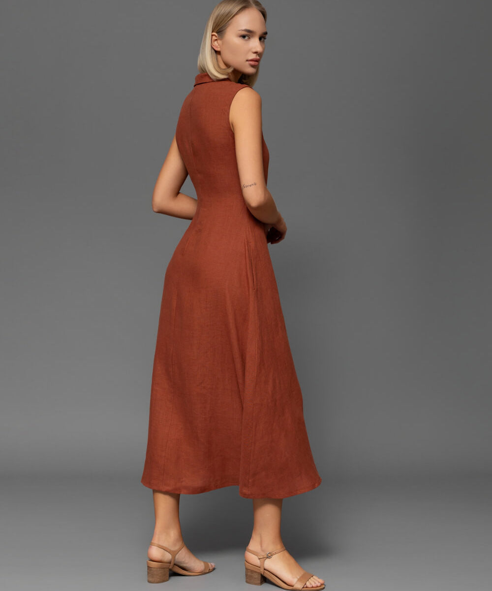 Sleeveless linen wrap dress Serena
