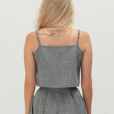 Spaghetti strap linen crop top Skylar