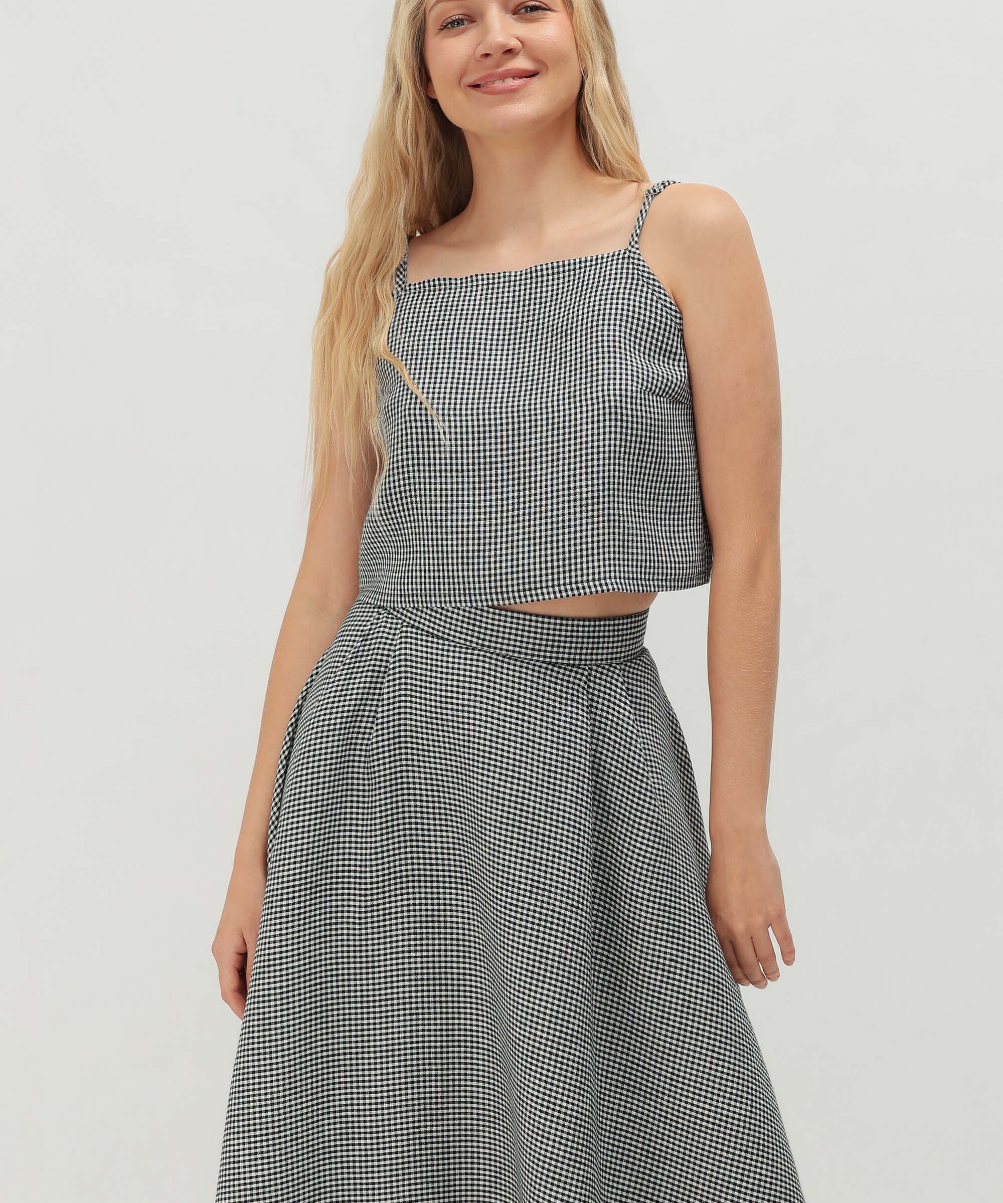 Spaghetti strap linen crop top Skylar