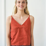 Spaghetti strap linen top Viola