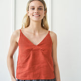 Spaghetti strap linen top Viola